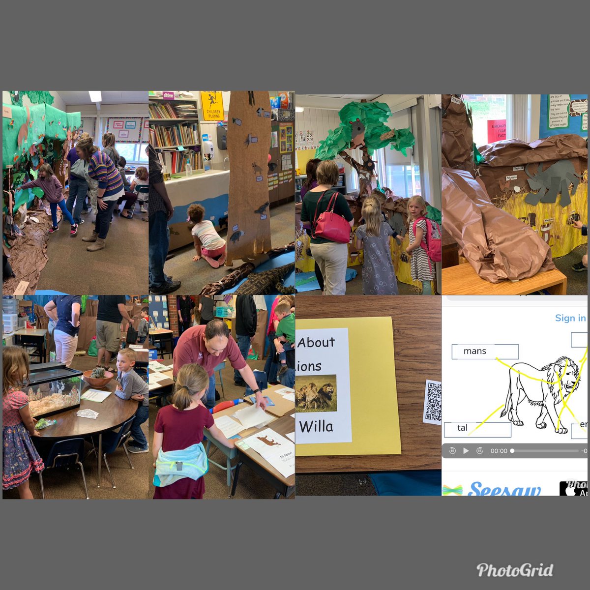 spencercsd's tweet photo. KinderKids and Kindergarten students shared their habitat projects! They transformed their classrooms into their habitats and shared their individual projects. They used Seesaw and recorded messages about their animals that could be scanned and listened to in the classroom! https://t.co/4syqxq5vMz