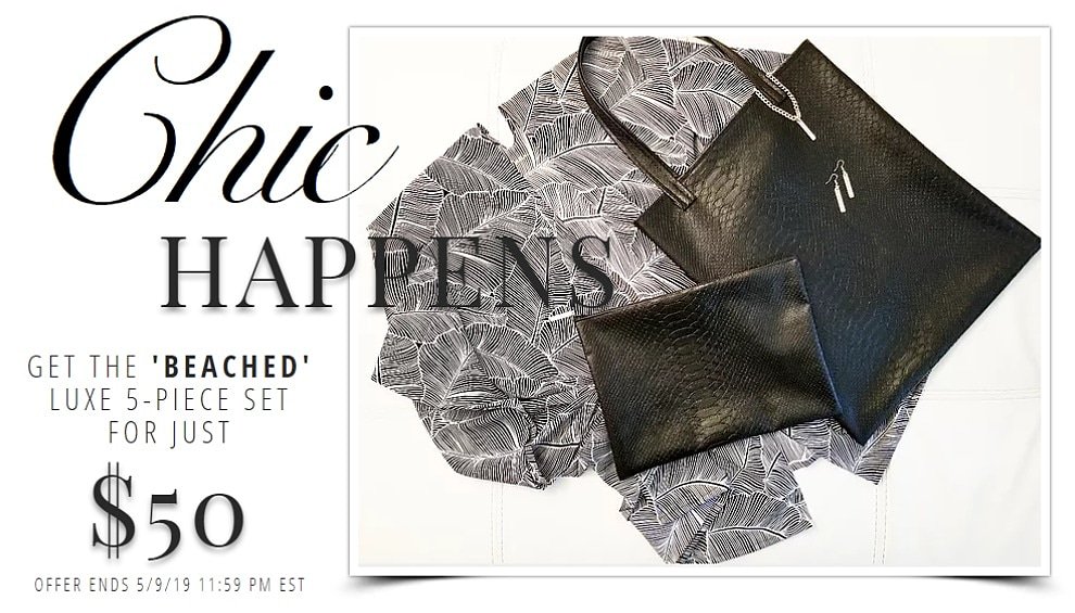 MRMCollection's tweet photo. This 'Beached' Luxe 5-Piece Set is so Chic! ~

Only 10 of this set will be available at this Special Offer which ends May 9, 2019 at 11:59 PM EST. ~

https://t.co/cnskdKH3XJ 

#TheMRMCollection #Gift  #MRM #MothersDay #Travel #Style #Fashion https://t.co/A8Ve4HdRHi