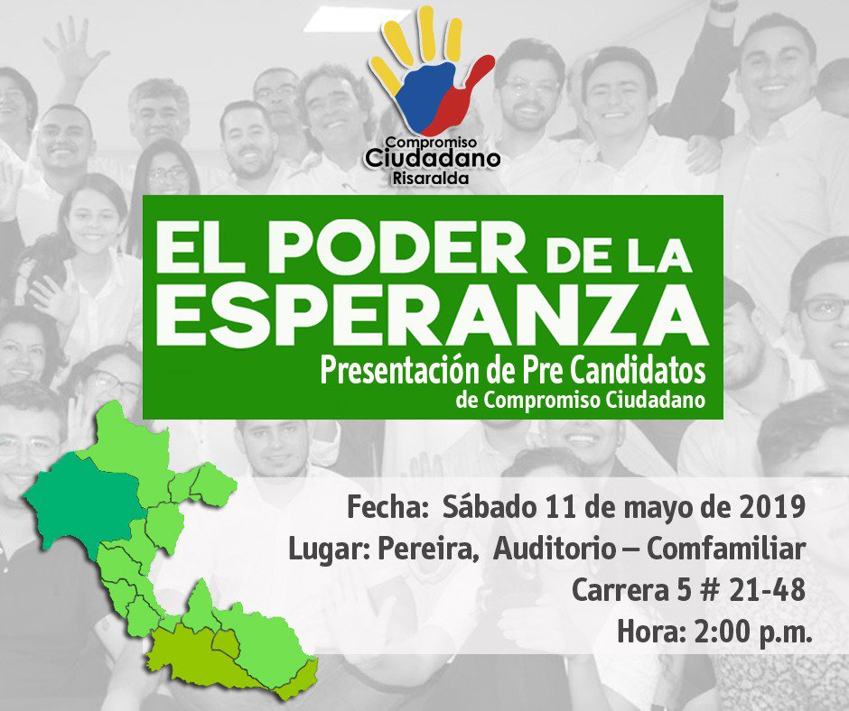 compromisociu's tweet image. #Risaralda | ¡Siguen creciendo nuestros equipos! 🖐️🖐️🖐️ Este sábado, presentaremos en Pereira a nuestros pre candidatos en el departamento. ¡Con ellos, se siente #ElPoderDeLaEsperanza en cada rincón!  Allá nos vemos.