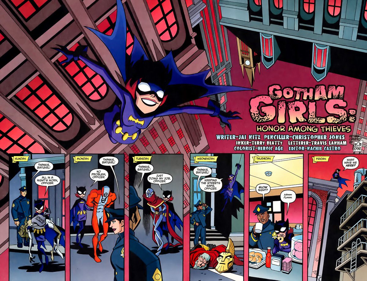 ChrisJonesArt's tweet image. I had requests for more art from the #BatmanStrikes animated tie in series. inks by Terry Beatty, color by Heroic Age

All month I'm posting artwork showing the range of styles and material I've done in my comics career. Looking for a paying gig to start after May. Hit me up!