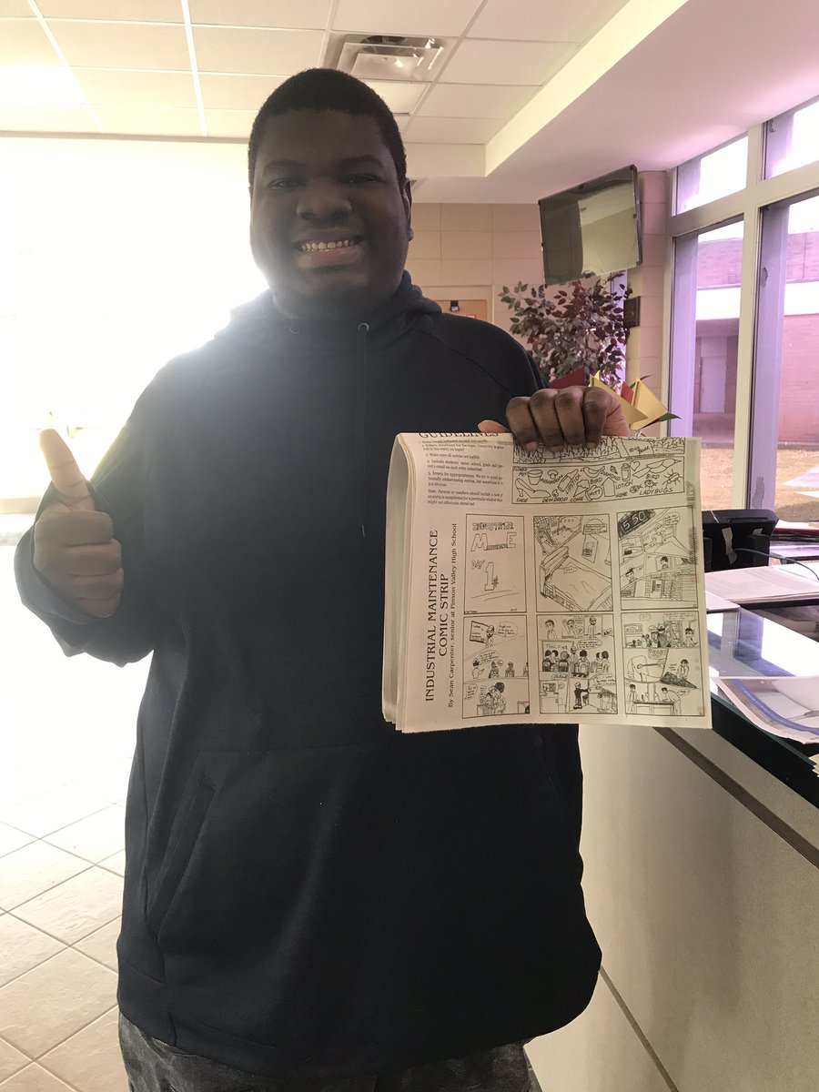 ashleydoudna's tweet photo. Extra, extra! 📰 One of our @PVHigh seniors is published in this week’s @TrussTribune for his industrial maintenance comic story. He wants to work in animation after graduation. We’re proud of you, Sean! @PVHS_Guidance @M_T_1970 @JEFCOED https://t.co/cIjqAw3u2H