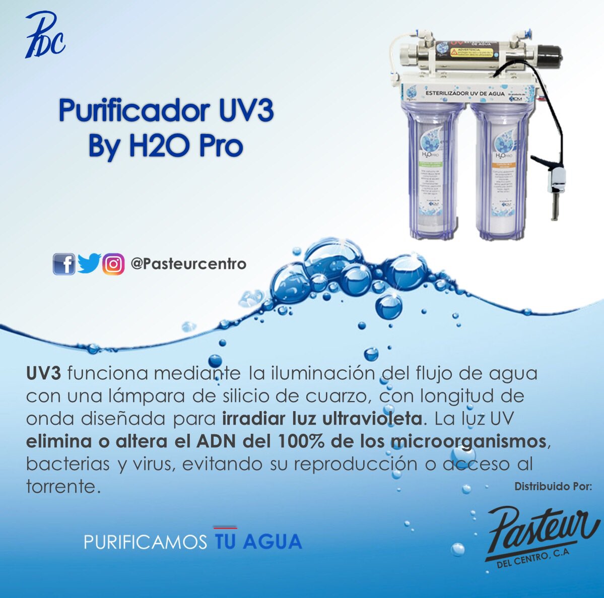 PasteurCentro's tweet photo. Obtén agua filtrada y purificada Gracias a nuestro purificador UV3 By H2O Pro .. contáctanos! https://t.co/eBqjr9H75D