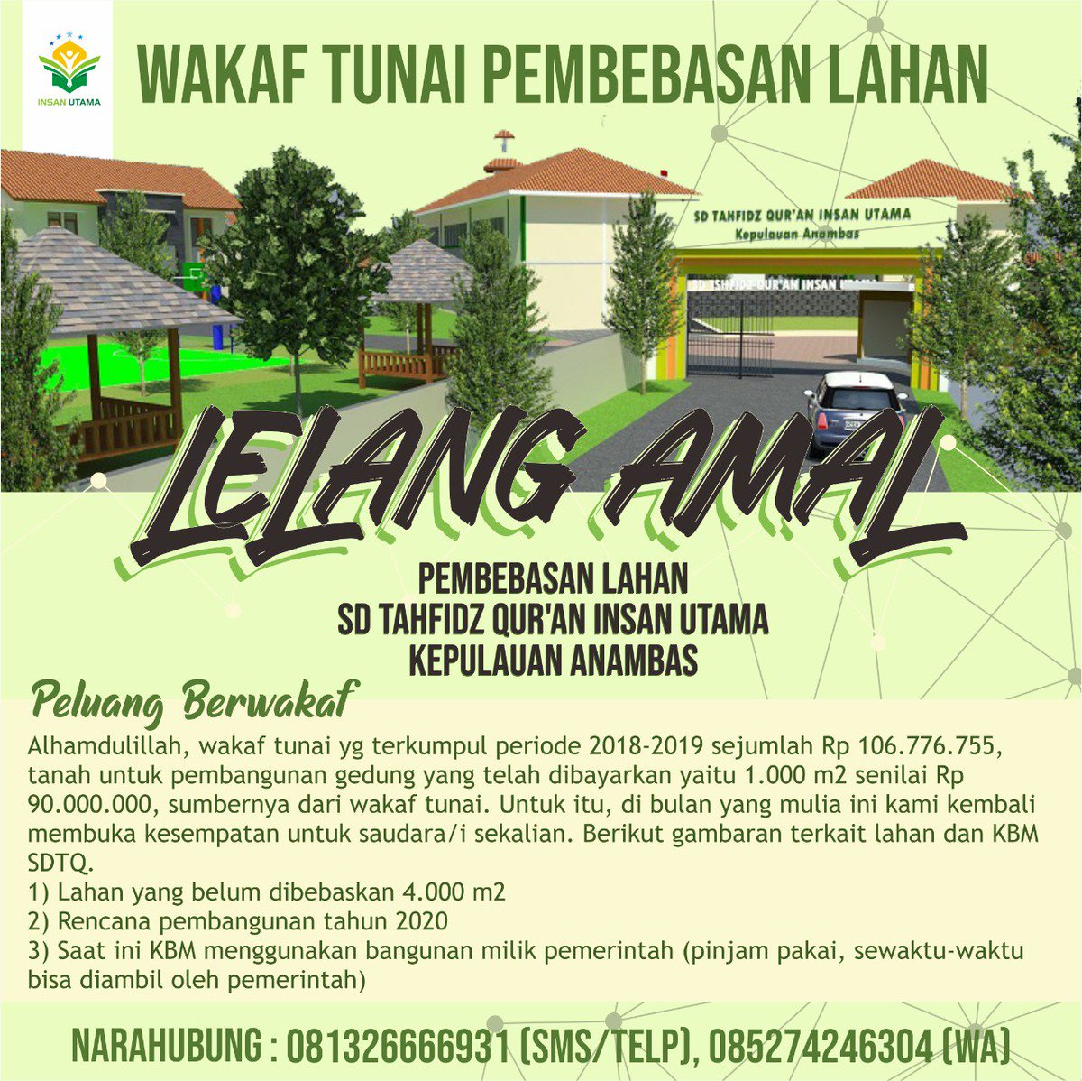 Donasi terbaik saudara/i dapat dikirimkan melalui rekening : 
BSM : *7081945734*
BNI : *1222200024*
a.n. Yayasan Pengembangan Sumberdaya Insani Anambas

cc <a href="/sandiuno/">Sandiaga Salahuddin Uno</a> <a href="/aniesbaswedan/">Anies Rasyid Baswedan</a> <a href="/prabowo/">Prabowo Subianto</a>