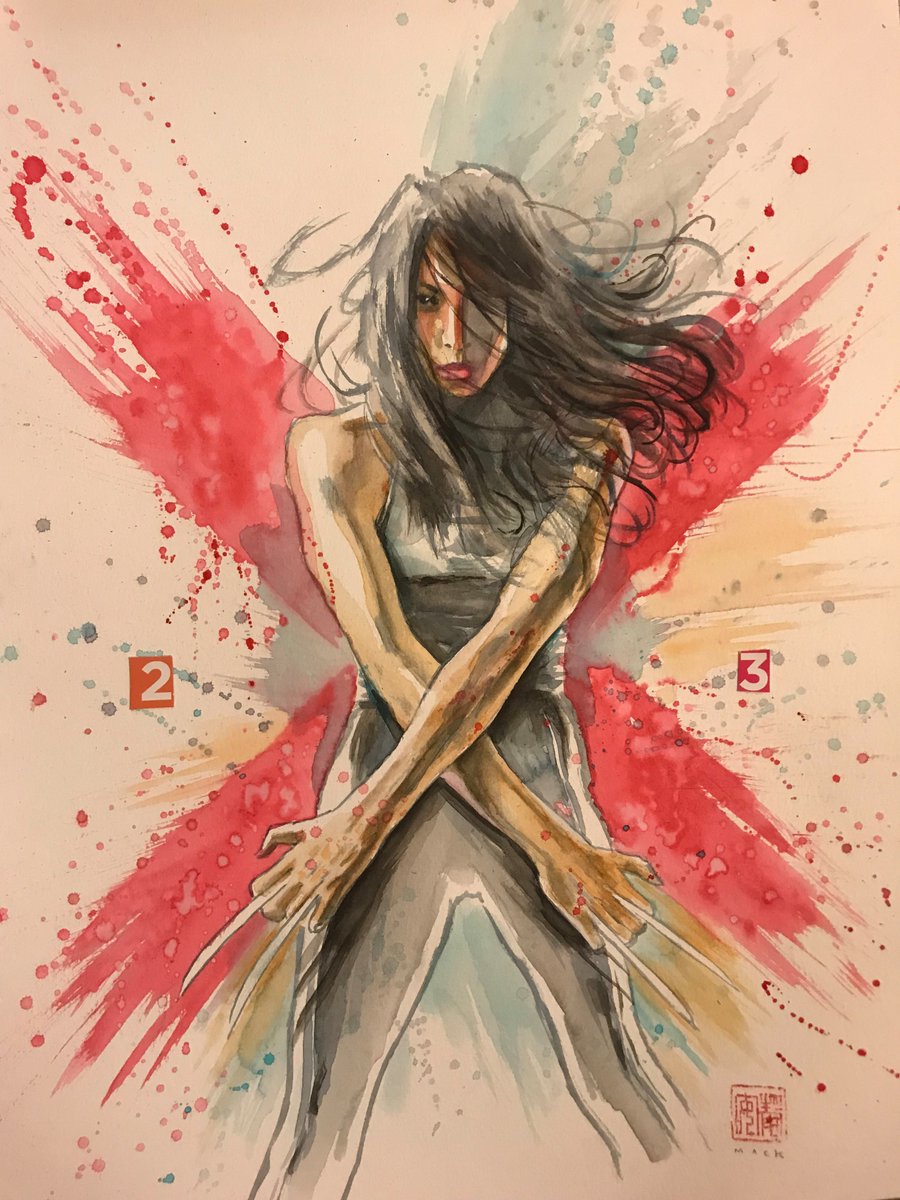 hce_23's tweet photo. This is pretty special. It's a 12x18 cover quality studio commission from @davidmackkabuki. That's not something he offers very often. And I love the result 😍 This X-23 is a badass, just the way I like her. #x23 #laurakinney #allnewwolverine https://t.co/TitelGbLpW