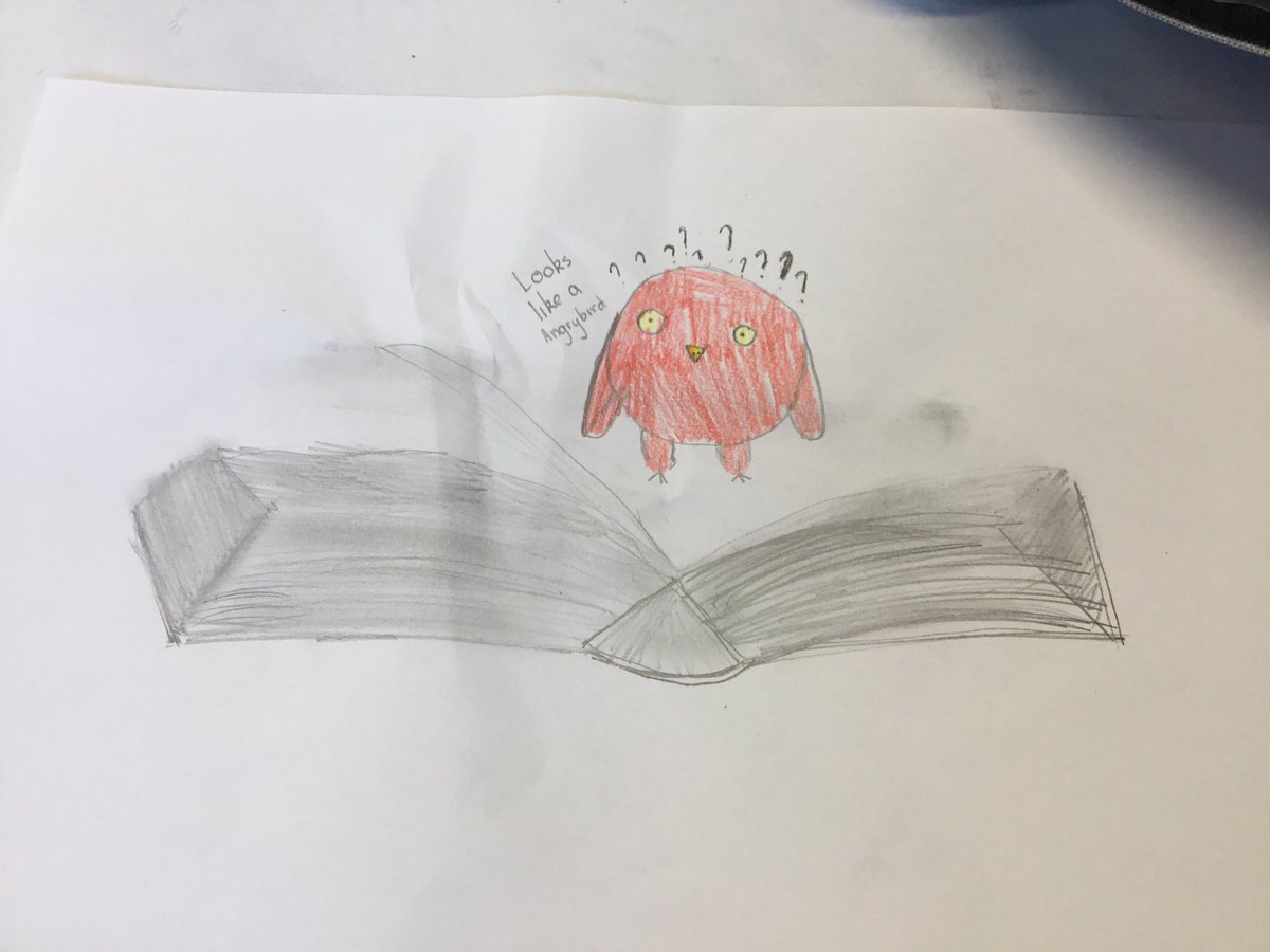 tribeoflearners's tweet photo. This is my odd book and bird we only had 10 minutes so I could have done better if there was more time. 
Does anyone else think it looks like a angry bird? #keira https://t.co/vjTgbFyibi