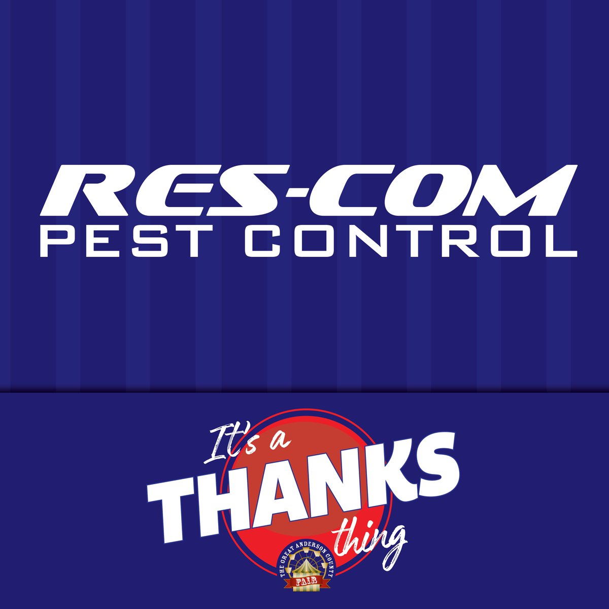 AndersonFair's tweet image. A big shout out to Res-Com Pest Solutions, one of our 2019 sponsors! We couldn't do it without you. #sponsors #shoutout #thanks