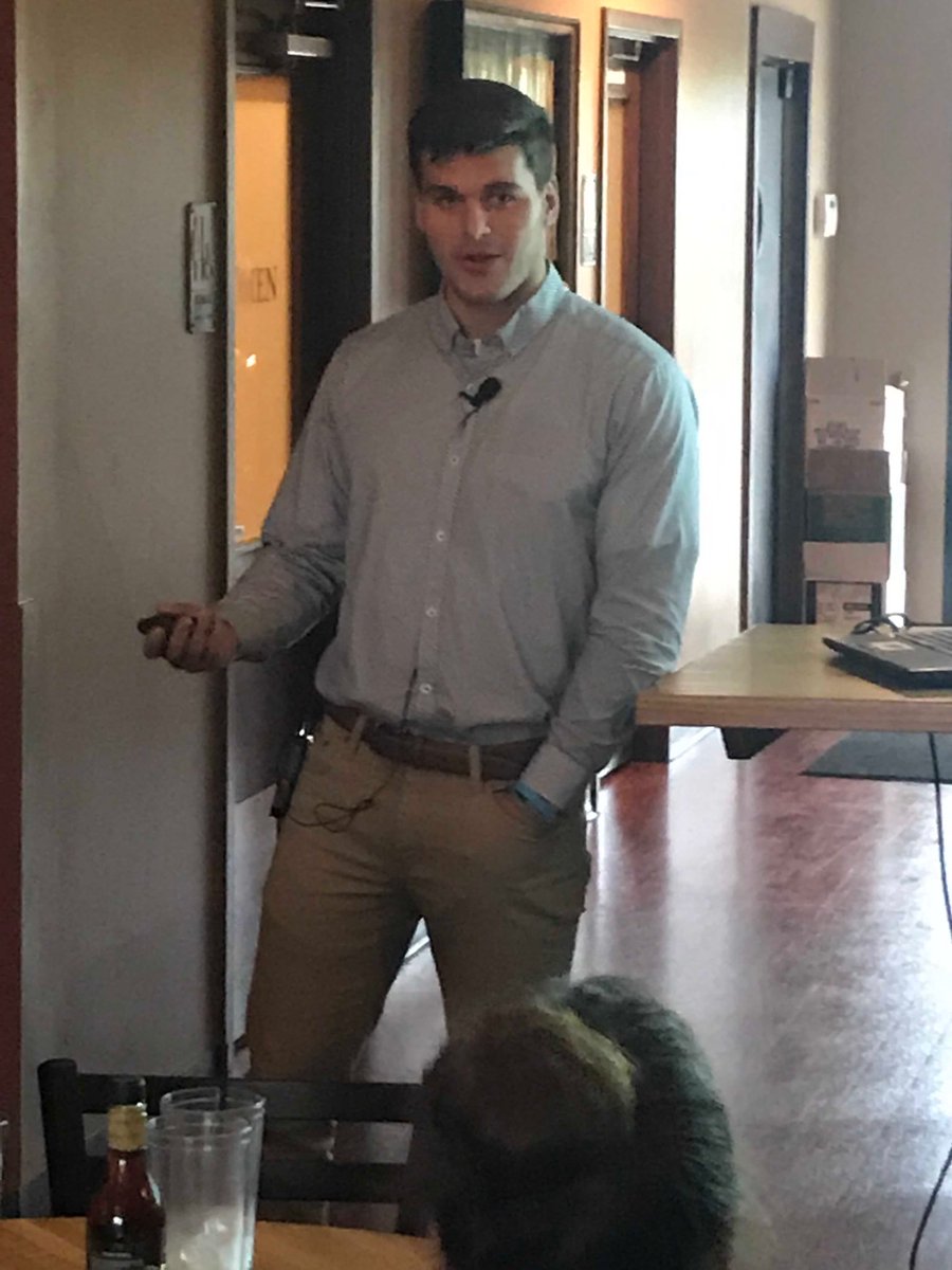 Trent Balduff was the first pitch of the evening at SunDown RunDown at Old Bag of Nails in Mansfield.  His company, T’sBees, is saving the bee population with the innovative “Have-A-Hive project. ⁦<a href="/SDRDorg/">SunDownGroup</a>⁩
