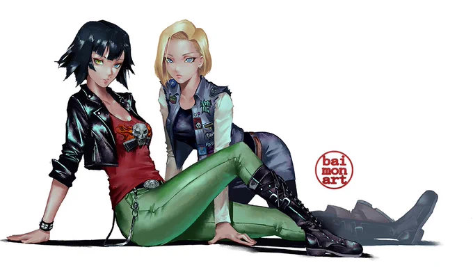 If anyone wants commissions like this from me you can bet your ass I'll be here. Arcade stick (or Hitbox) no bg custom art commission of casual I-No and Android 18 for @EffayFGC 