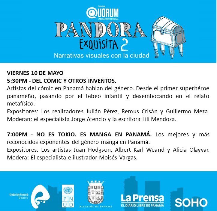 Ciudadpanama500's tweet photo. Participa de las actividades de #QuorumLabCultural para cerrar la exhibición de Pandora Exquisita vol. 2 en Soho Mall desde hoy hasta este sábado 11 de mayo.⚡️ ¡Es gratis!🚀 Este es uno de los proyectos ganadores del #Fondo500 en su 1ra edición.🙌 #PANAMA500 #HaciaLos500 #Panama https://t.co/C3PBtw1rVS