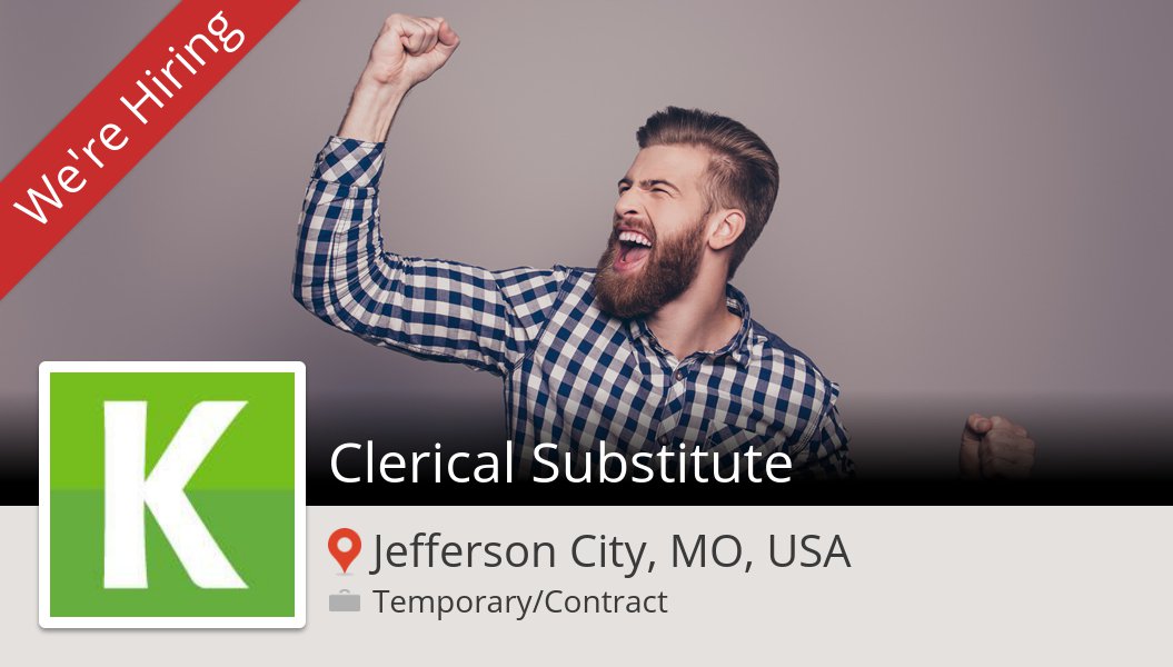 Kellyhire's tweet photo. #Clerical #Substitute (#job) wanted in #JeffersonCity. #KellyServices https://t.co/Df3mkeYzgN https://t.co/N9nUGGKWvt