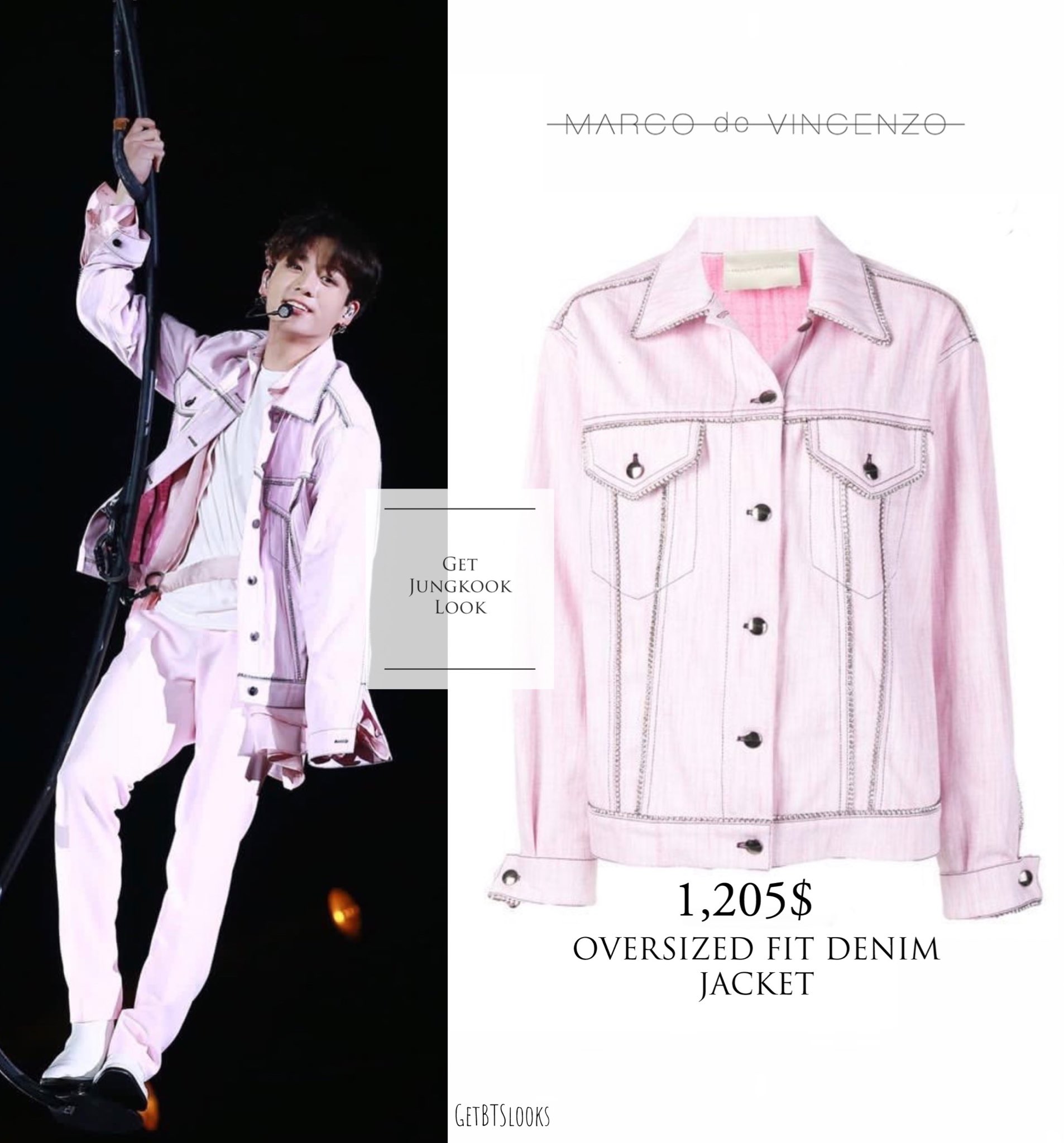 Celebrity Jacket Collection : BTS Jungkook Pink Denim Jacket