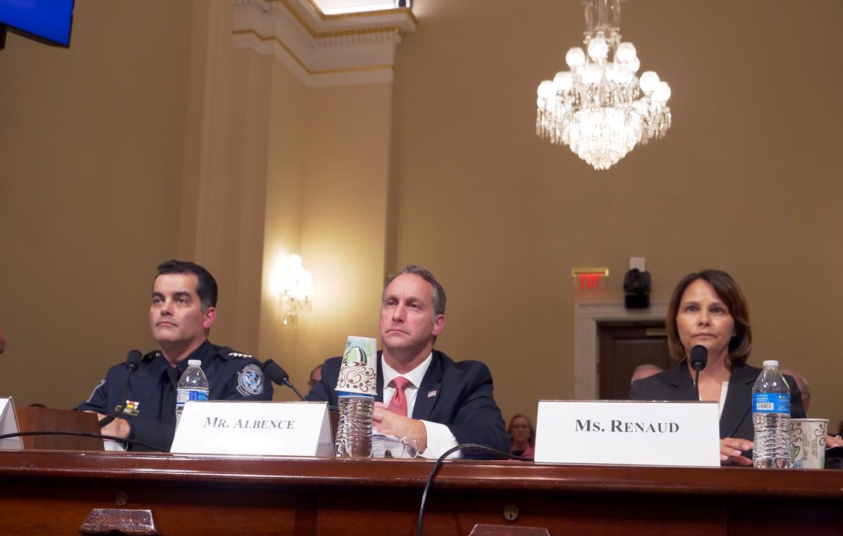 USCIS's tweet photo. Together with @CBP and @ICEgov, USCIS Acting Deputy Director Tracy Renaud testified before the House Committee on Homeland Security’s Subcommittee on Border Security, Facilitation, and Operations about the FY 2020 budget request for CBP, ICE, and USCIS. https://t.co/uDlJcQma4V