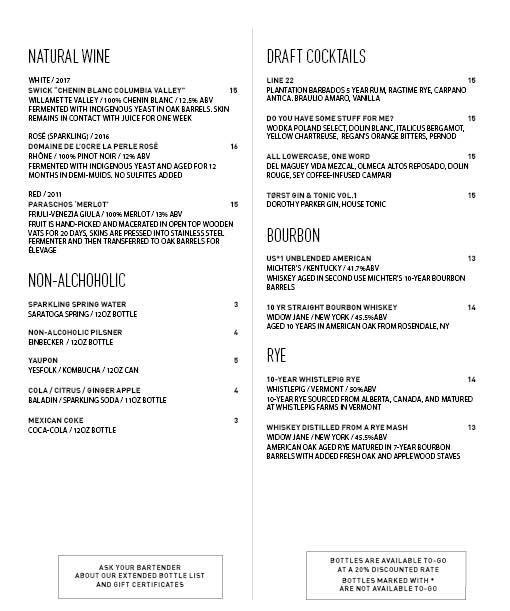 Natural Wine, Draft Cocktails and Whiskey