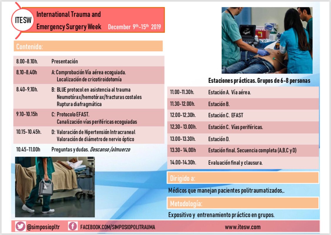 Ecografía en el manejo inicial del Politraumatizado, curso pre-simposio, en la International Trauma Emergency Surgery Week. Inscripciones en itesw.com/registration-f….  ⁦<a href="/simposiopltr/">Simposio</a>⁩ ⁦<a href="/cmbuendia/">Carmen M Buendia</a>⁩ ⁦<a href="/mjluqueh/">MJ Luque</a>⁩ ⁦<a href="/mcdelpino/">Carmen del Pino</a>⁩ ⁦⁩ ⁦<a href="/SonoSite/">FUJIFILM Sonosite</a>⁩