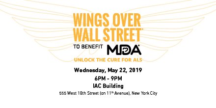 Join us May 22 for our annual NYC #ALS benefit #WingsOverWallStreet. Help <a href="/MDAorg/">Muscular Dystrophy Association</a> fund research. Click to register lnkd.in/deHNV93 Together, let's #EndALSWithMDA. Host <a href="/billritter7/">Bill Ritter</a> Honorees John Tognino <a href="/NeilShneider/">Neil Shneider</a> <a href="/eatsupernola/">Supernola</a> Victor Wright, Sculptures by <a href="/JimCondron1/">Jim Condron</a>