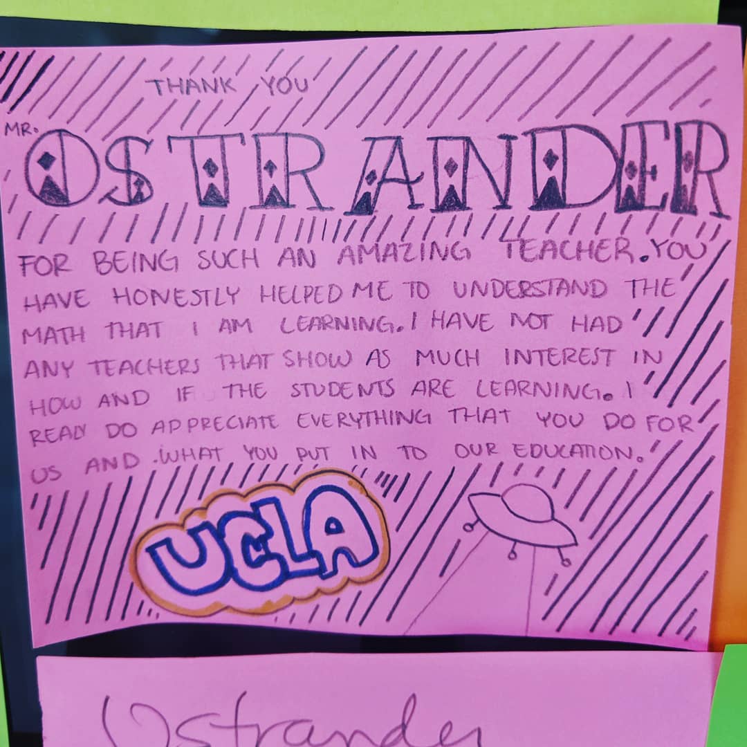 BradOstrander's tweet photo. Thank you to my students for all the amazing notes you wrote for #TeacherAppreciation. You fill my heart each and every day (even if I don't always show it)! ❤️❤️ Let's finish the year strong! 💪 We've got this! #IDEACenterHS #CampLEAD @IDEACenterHS https://t.co/fNsyraoKuf