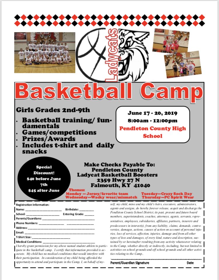 Future Ladycats....mark your calendar and join us for the PCHS Ladycat Youth Basketball Camp! 🏀