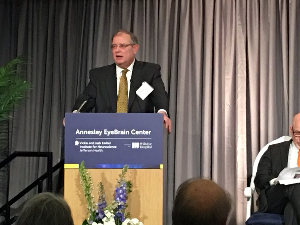 Wills_Eye's tweet photo. Wills Eye & Jefferson Health proudly announce the launch of the William H. Annesley, Jr., MD ‘48 #EyeBrain Center. At Alumni Hall, leaders of both institutions hailed Neuro Ophthalmology Chief & Founding Exec Dir, Bob Sergott, MD for his vision, expertise & dedication to patients https://t.co/ymP9Z9Pvl2