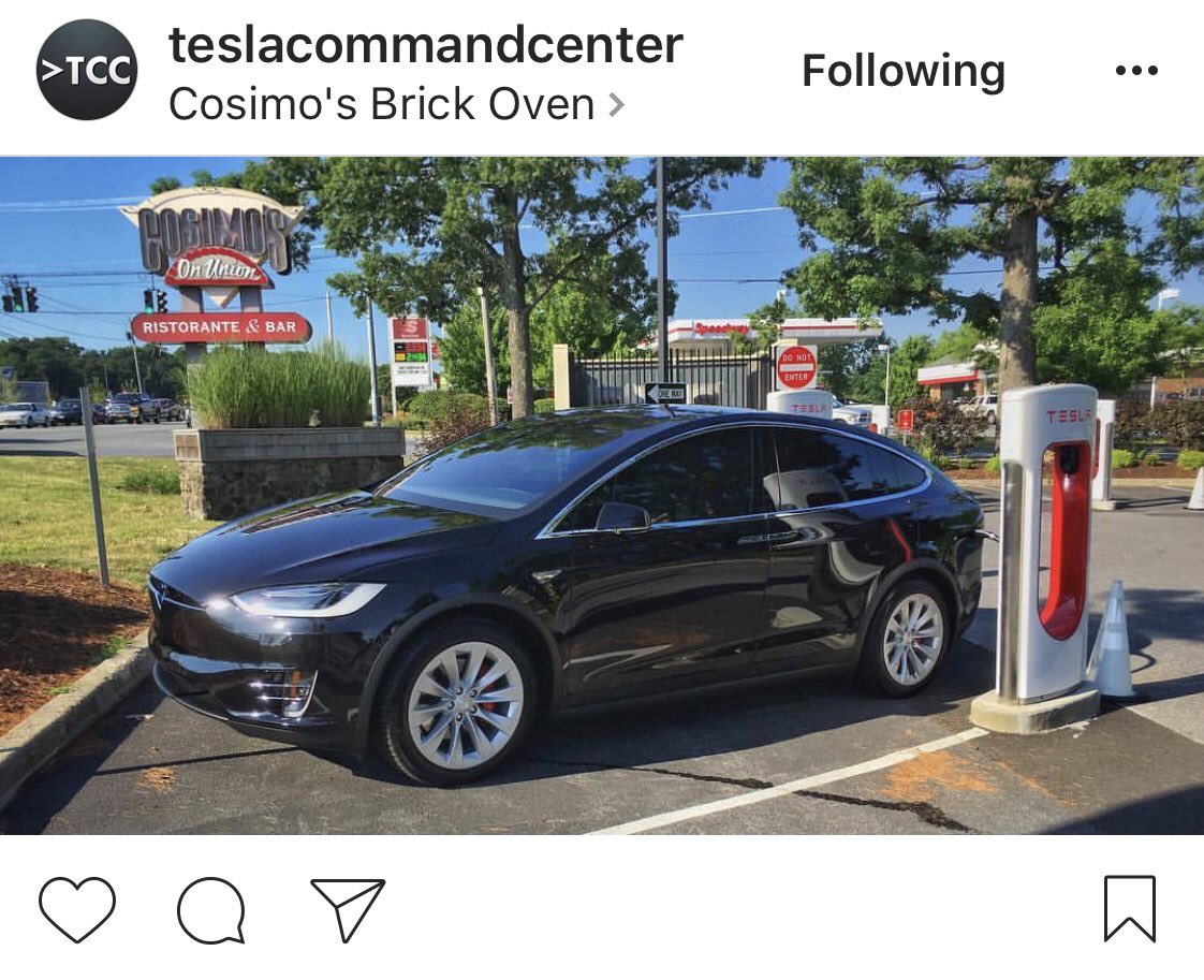 CosimoBrickOven's tweet photo. @Tesla Tesla charging stations at our newburgh Cosimo’s location! https://t.co/CZ1SMM25JE
