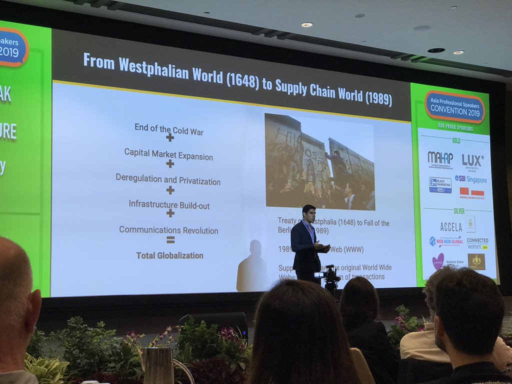 BrendanIhmig's tweet image. Opening keynote of #APSC19 is Parag Khana @patagkhana speaking about globalisation and how it contributes to the future of speaking.

#globalisation #geotechnology #speaking #future