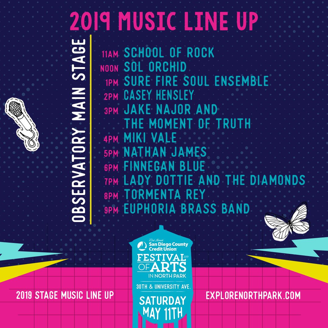 Our House Band is playing the SDCCU Festival of Arts in North Park this Saturday! Come on out and check out all these amazing bands!