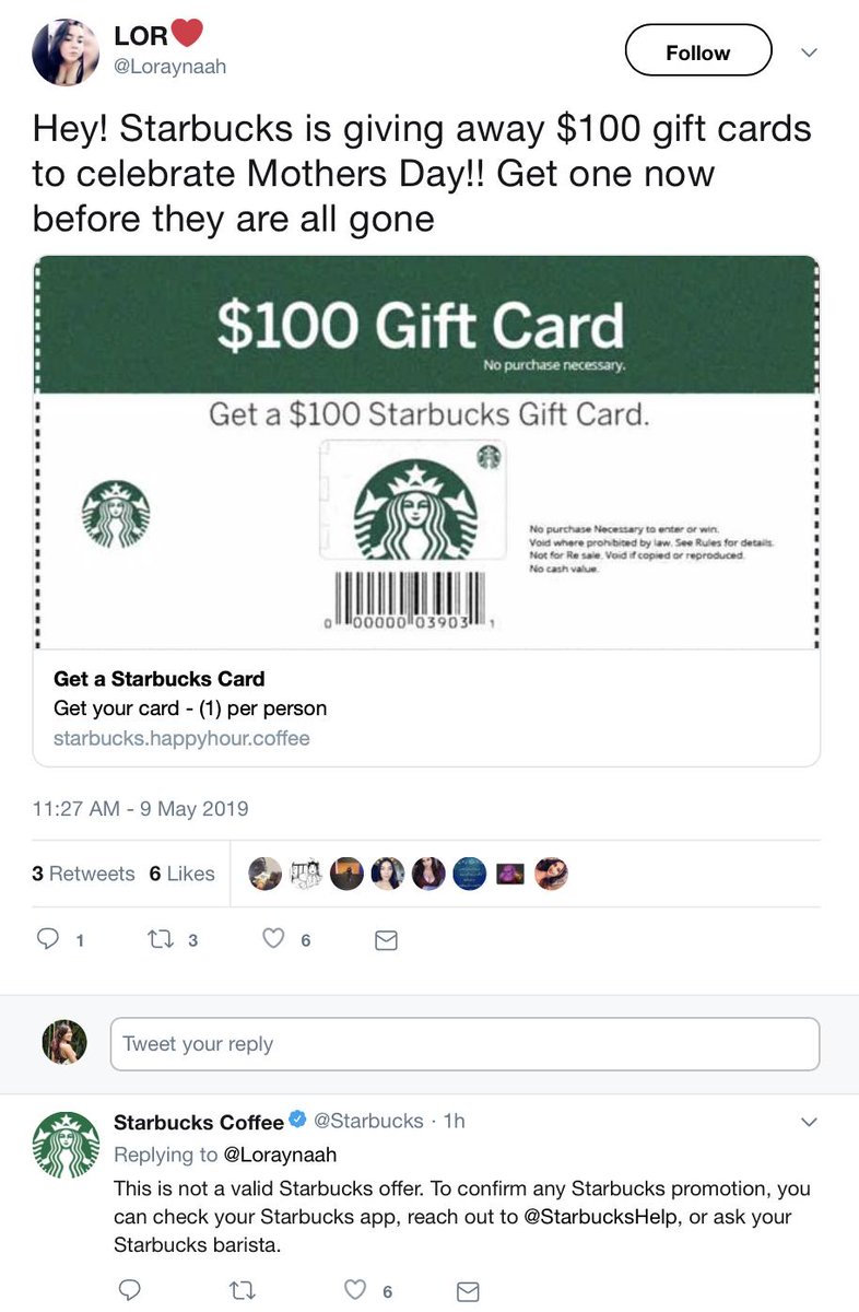 starbucks 100 gift card mother's day