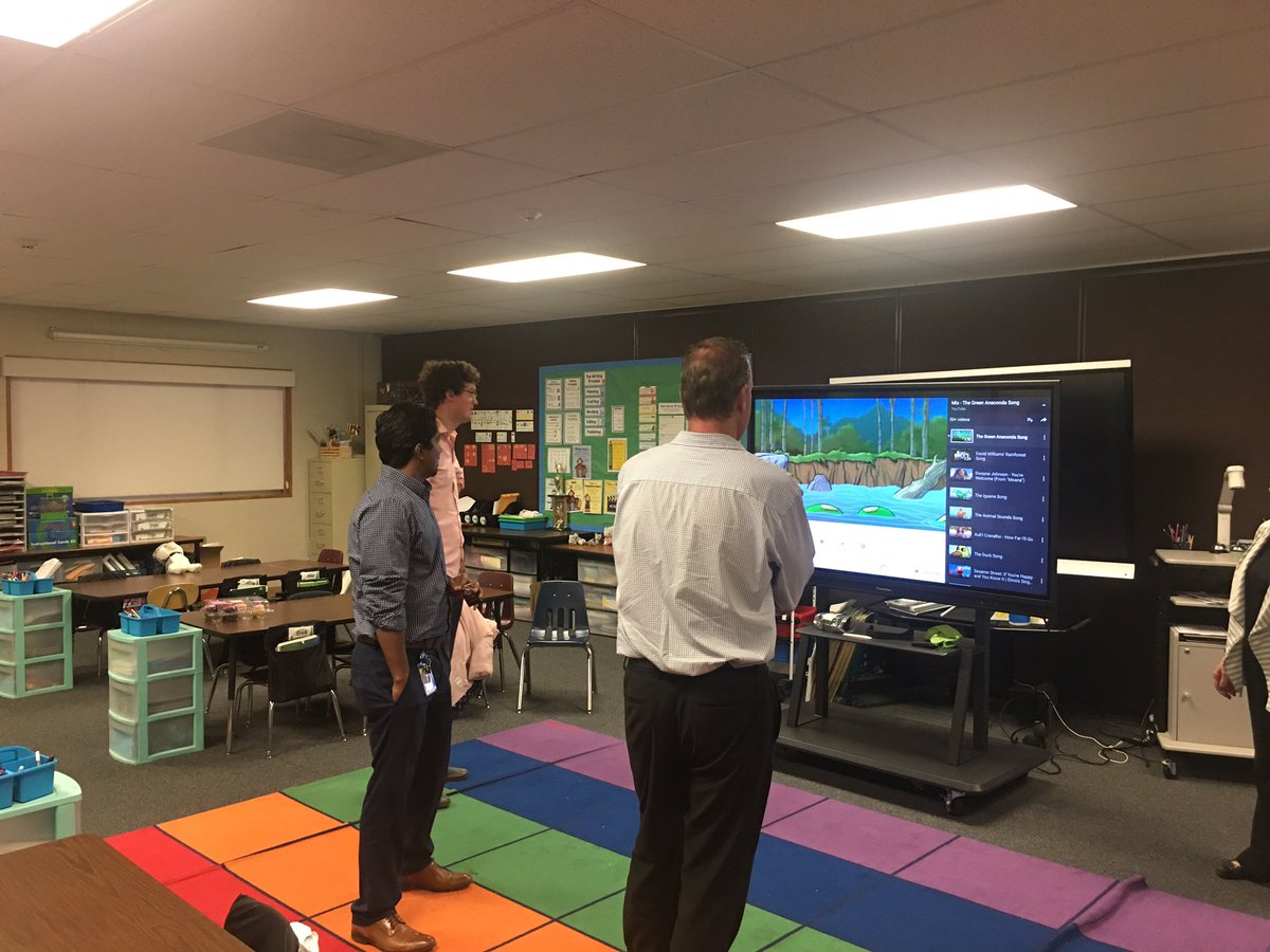 allcovered_edu's tweet photo. Great time demoing #Promethean #ActivPanel at San Jacinto Academy. Here, the school’s IT team is enjoying  the Green Anaconda Song video via the YouTube app on the #ActivConnect. https://t.co/xpjaDYYJ1f