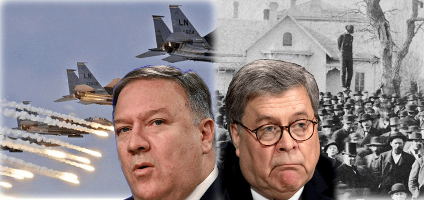 Regime Change Coming Home? 
By Raymond Nat Turner, BAR poet-in-residence
bit.ly/2H8Q9DG
Limbo! How low can we go— 
Barr is set so low in its 
swamp draining elephantine donkey dung...