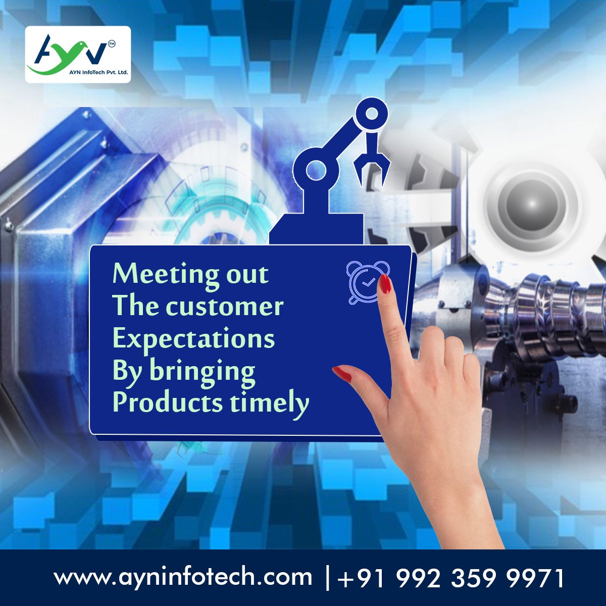 ayninfotech's tweet photo. Meeting out the customer expectations by bringing products timely
Adapt #ManufacturingSoftware to increase customer satisafction
Get in touch:- https://t.co/pf2CBFMNLm
Call now:- (020) 61939804 / 9923599971
#ManufacturingOutsourcing #ManufacturingManagementSoftware https://t.co/7q3ejOy9Qv