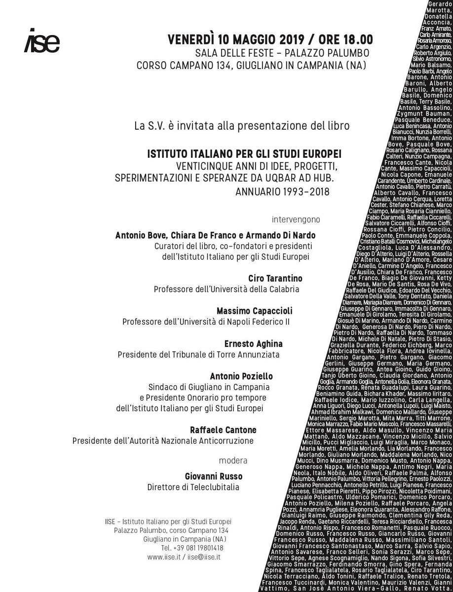 dnaleph's tweet photo. #iise1993_2018
In occasione dei 25 anni di attività, presenteremo l'Annuario 1993-2018 dell'Istituto Italiano per gli Studi Europei (https://t.co/vbOpCS4TfM) che racconta le iniziative realizzate, le speranze riposte e le sperimentazioni culturali e di innovazione. Vi aspettiamo! https://t.co/27Eas2OxVM