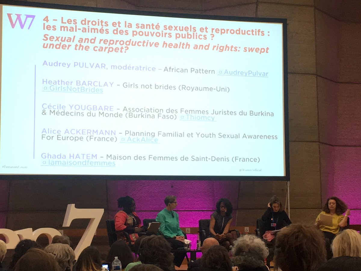 Session 4 #FeministsCount <a href="/Women7official/">Women 7</a> . Des defis oui, mais pas que les #DSSR sont mal aimés des pouvoirs publiques.2018 à été une annéeDSSR au #BurkinaFaso avec révision du code pénal et loi gratuité de la PF <a href="/BurkinaGtsr/">GTSR/Burkina</a> <a href="/santeburkina1/">Ministeredelasantebf</a> @nmeda_officiel