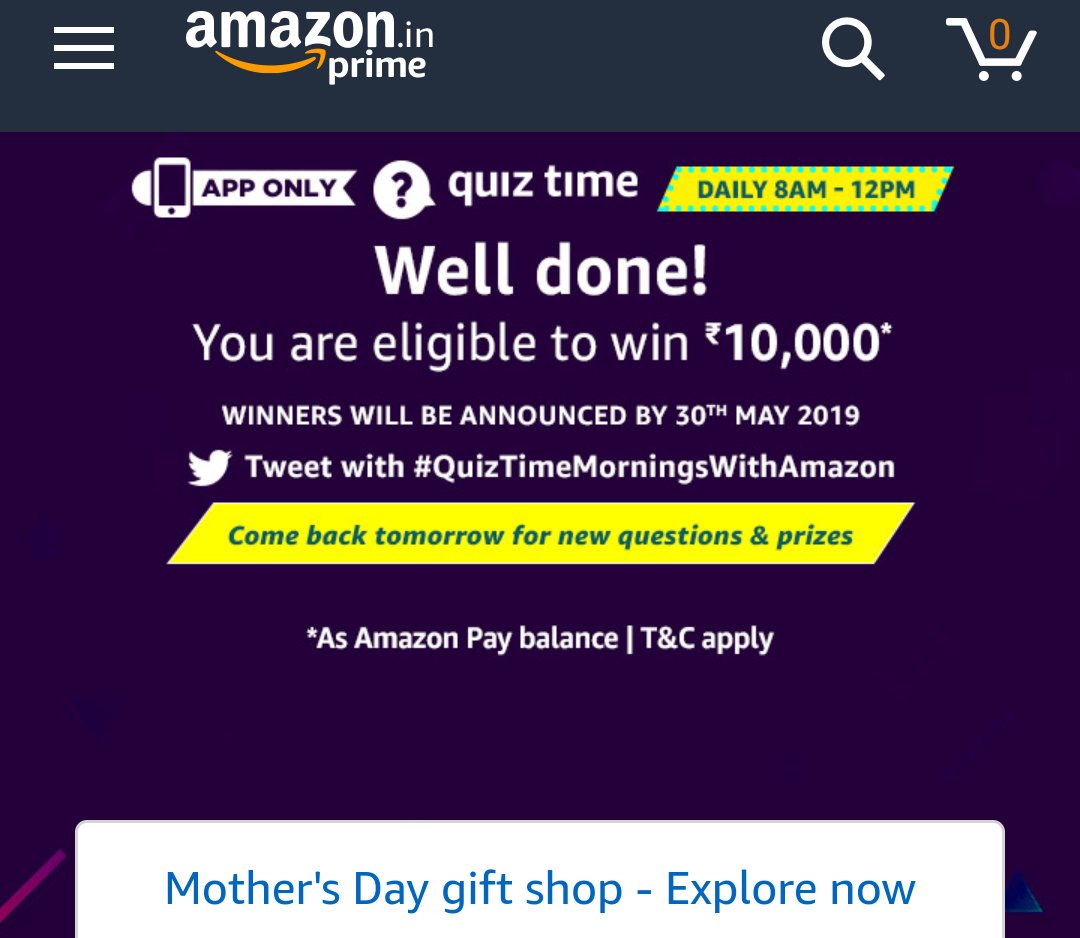 dharmareddyn's tweet image. #QuizTimeMorningsWithAmazon