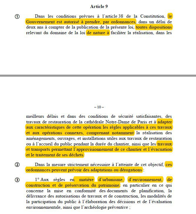 Urbanisme, environnement, gestion des déchets de chantier.  Impossible d'imaginer que le chantier de reconstruction de #NotreDame ne respecte pas les lois en vigueur... C'est pourtant ce que prévoit le projet de loi que nous étudions ce matin. Juste dingue ! #directAN