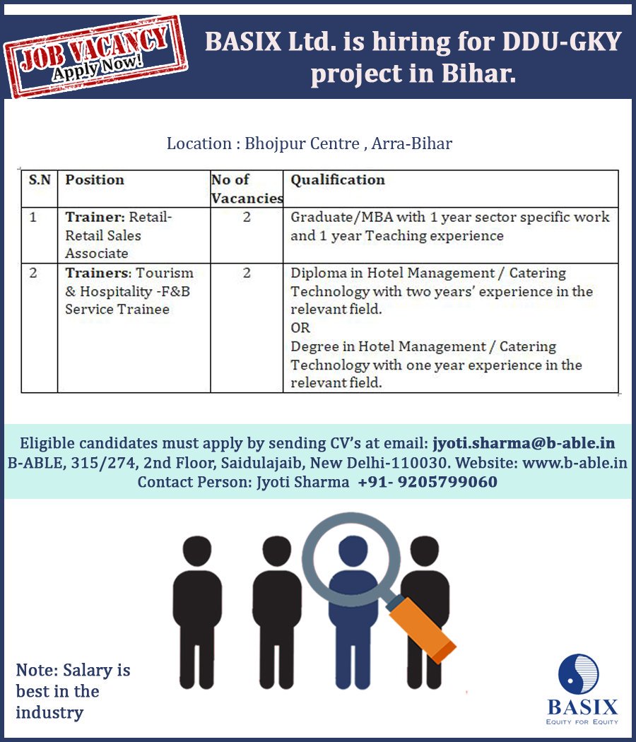 BABLEINDIA's tweet photo. #naukri #JobSearch , #JobHunt, #JobOpening, #Hiring, #NowHiring, #Resume, #Job, #Jobs, #Careers, #Employment, #HR, #HumanResources, #skilltraining #skillindia #DDUGKY #Retail #RetailSalesAssociate #Tourism #hospitality https://t.co/ATi6ZMlTMI