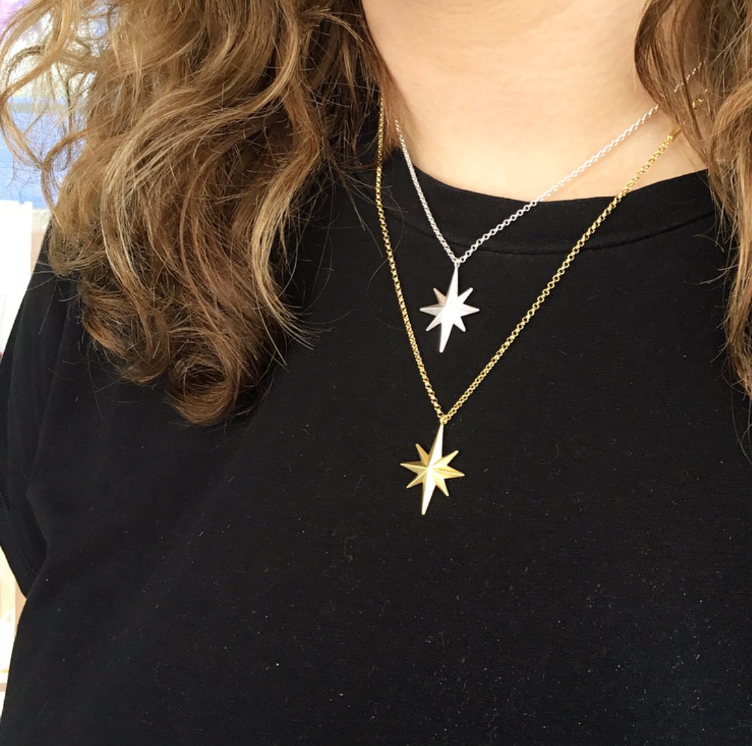 SilveradoUK's tweet photo. These stylish stars from Louise Kragh look great layered up! Discover her collections in store and online! #louisekragh #compassstar #gold #silver https://t.co/u9oi409Zxo