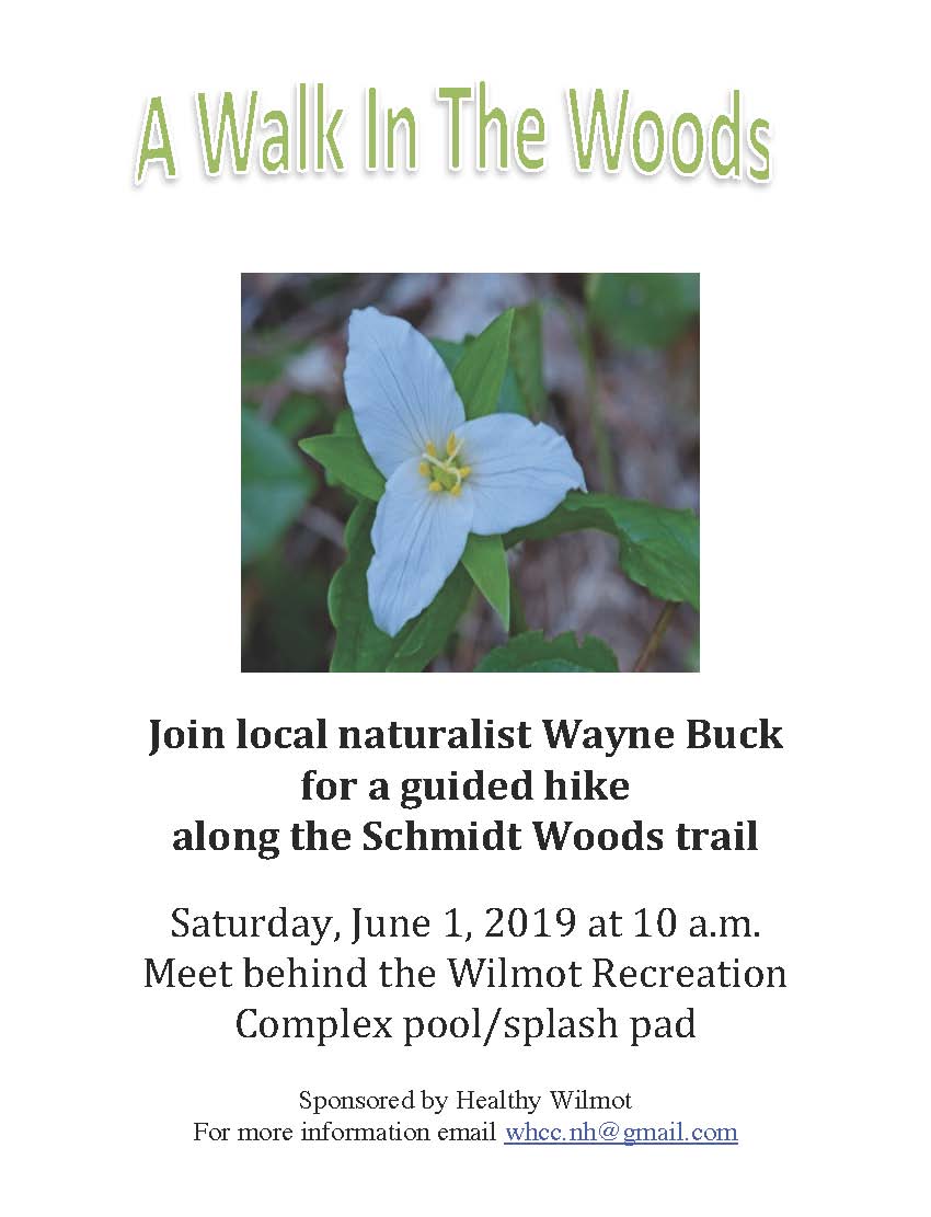 Join Wayne Buck for a Nature Walk in Schmidt Wood June 1st, meet by the splash pad at the Wilmot Rec Centre.