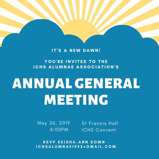 The ICHS Alumnae Association invites all alumnae to its AGM to be held on Sunday, May 26, 2019 at 4pm at the ICHS Convent. 

It's always a time of fun, food, and planning! See you there!

#ICHS #MACGIRLMAGIC #AGM #ALUMNAE #FUN #FOOD #PHENOMENALWOMEN
