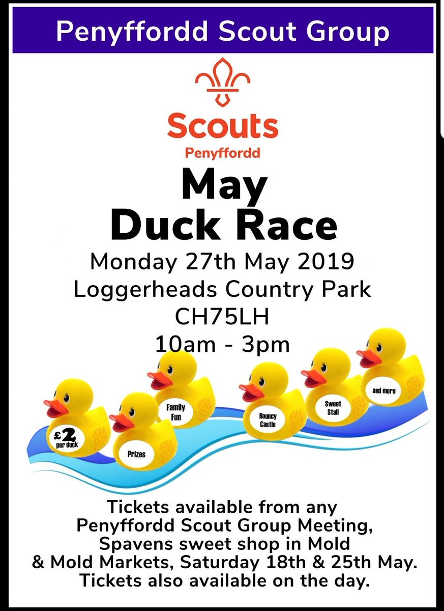 pyfscouts's tweet photo. Come and join us at our duckrace, a great day out for the whole family with some brilliant prizes up for grabs. @DeesideDotCom @leaderlive @lovepenyffordd @FlintshireScout https://t.co/JVFC34imez