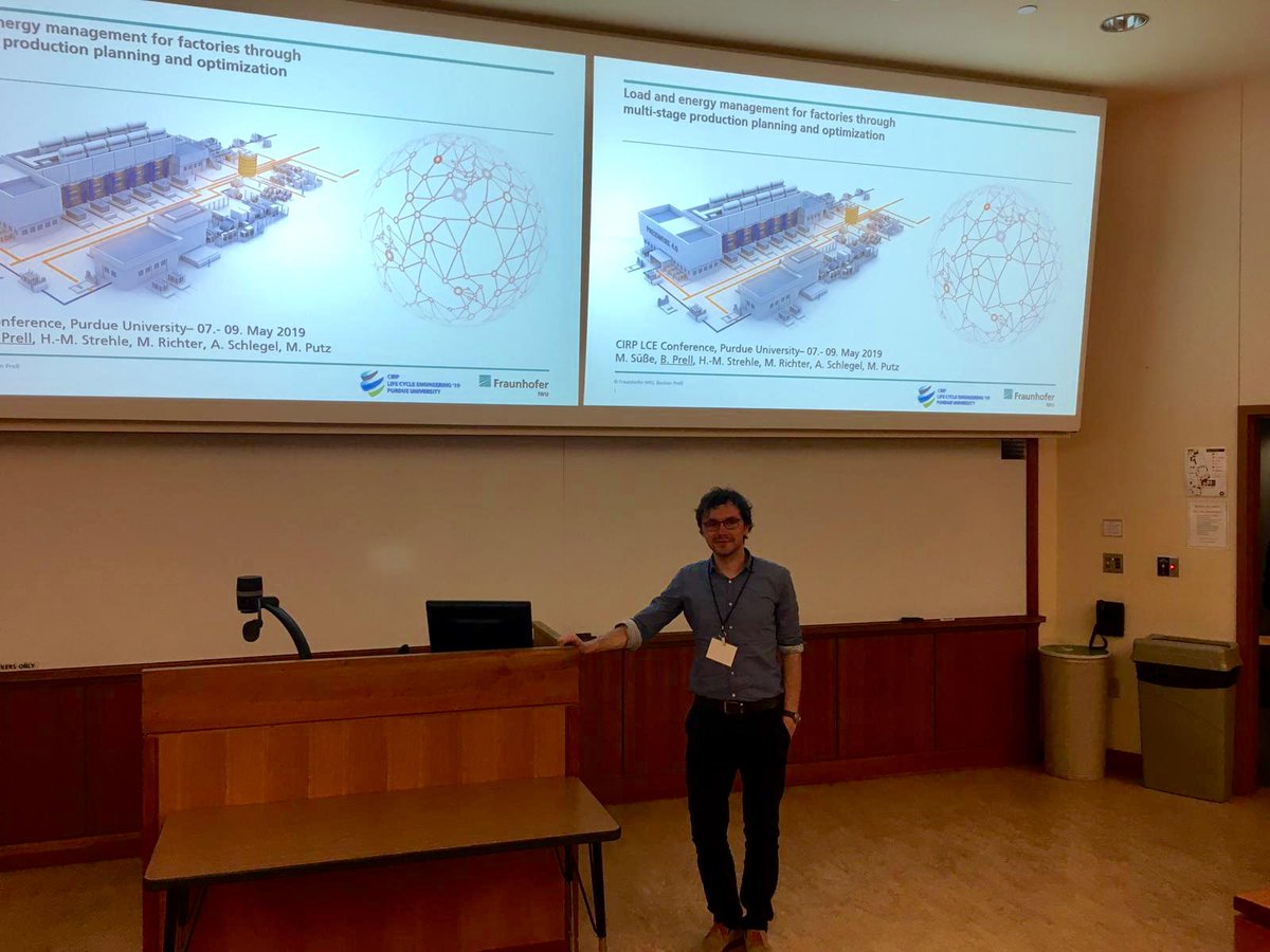 markrichter_de's tweet image. My colleague Bastian Prell presents the results of our @windnode project at the 26th CIRP Conference on Life Cycle Engineering.
@Fraunhofer_IWU @LifeAtPurdue 
#LifeCycleEngineering #LCE #loadmanagement #energymanagement
#productionplanning