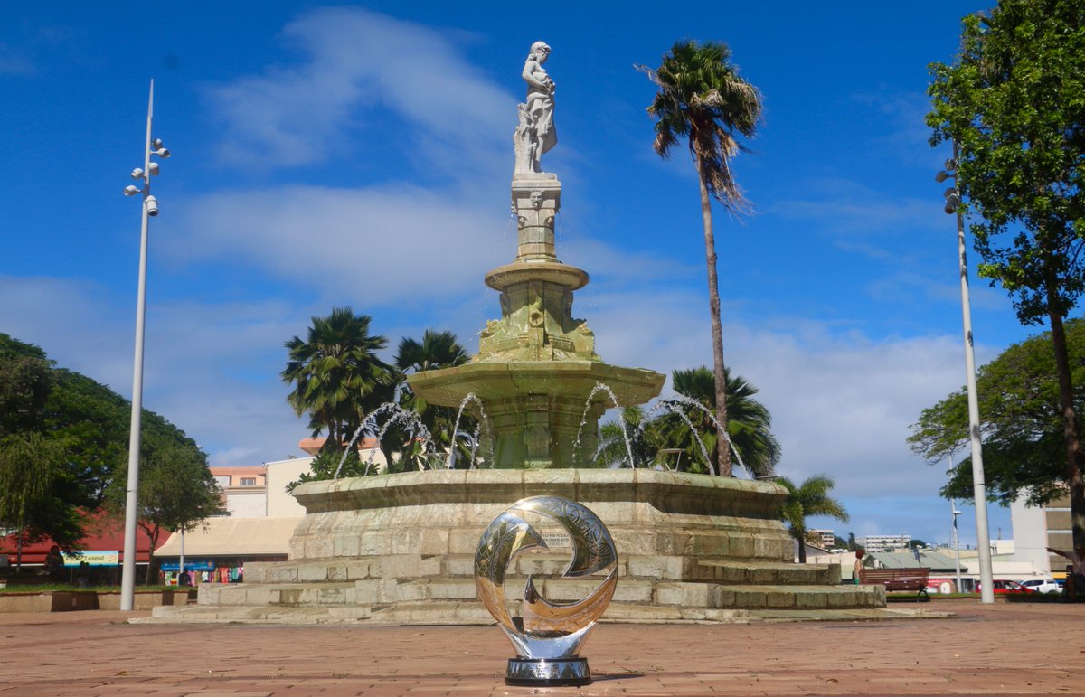 TROPHY TOUR🏆| The Celestial Fountain at heart of Noumea is our next stop. We're on board with the serenity for sure in the Place des Cocotiers #OFCCL Final #MAGHGN
