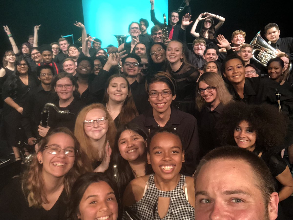 Band selfie after another great concert!!! Hardest working kids I know.