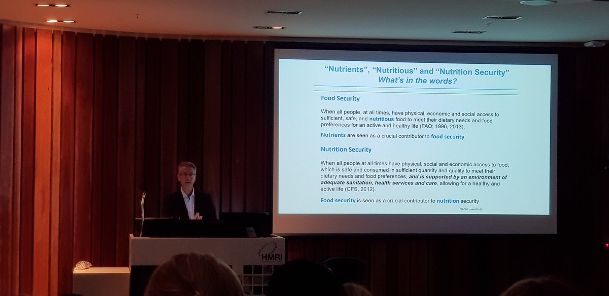 Prof Bill Bellotti presenting at #NSAnewy. Difference between food security and nutrition security. Topic: A food systems approach to food and nutrition security