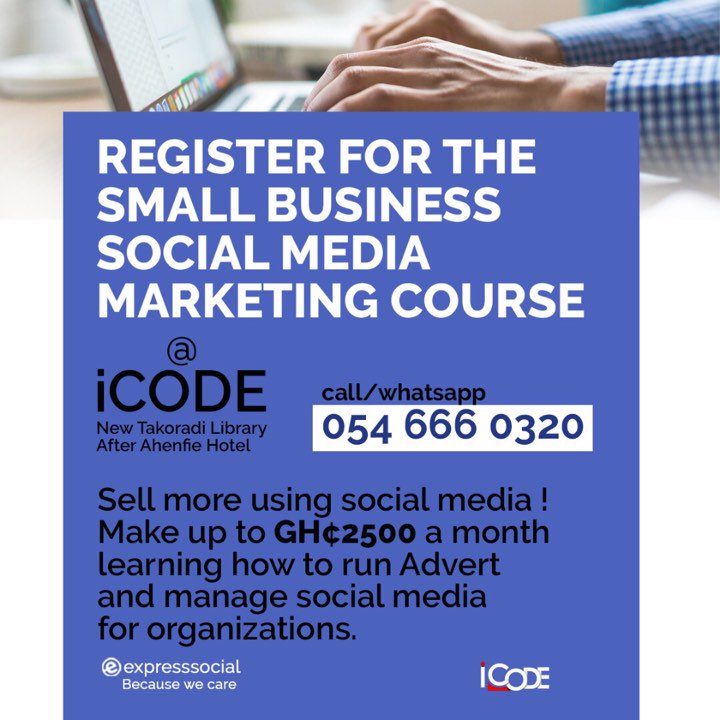 PapaEduafu's tweet image. Gain the skills needed to drive sales using social media as a business owner,and earn up to GHS2500 a month. 
Join the small business social media marketing course at Icodegh hub.
Call or WhatsApp Henry on 0546660320 for more details

#expresssocial
#icodegh
#edensmedia