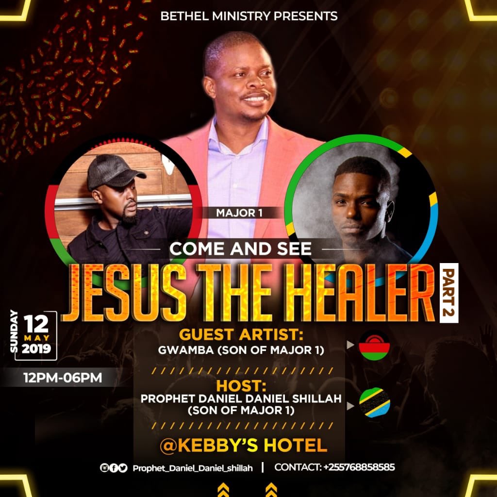psbushiri's tweet photo. Fresh from that great performance on #SABC, multi-awarding Major 1 Records Star @GwambaOfficial is this Sunday performing in Tanzania. I have sent him there to perform at my son Prophet Daniel church service this Sunday at Kebby’s Hotel in Dar-es-Salaam. Please be there! https://t.co/Jt1av15QV0