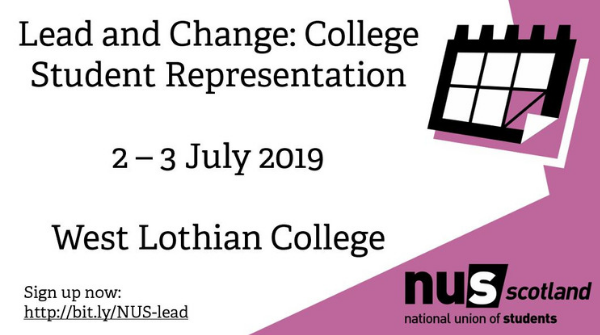 📢Lead &amp; Change: College Student Representation is our annual training for College officers, held this year at West Lothian College on the 2 - 3 July! Registration is now open, so make sure it’s in the diary as it’s a training event you won’t want to miss! bit.ly/NUS-lead