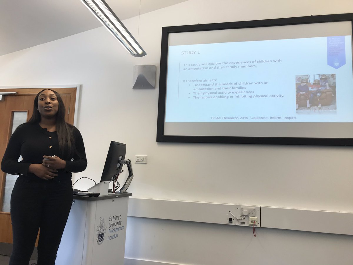 PhoebeSanders1's tweet photo. Congratulations to @CindyOkon on presenting her PhD research for the first time @StMarysSHAS Using really innovative techniques to understand how to support families of children with limb loss #shasresearch https://t.co/R0TUm41geL