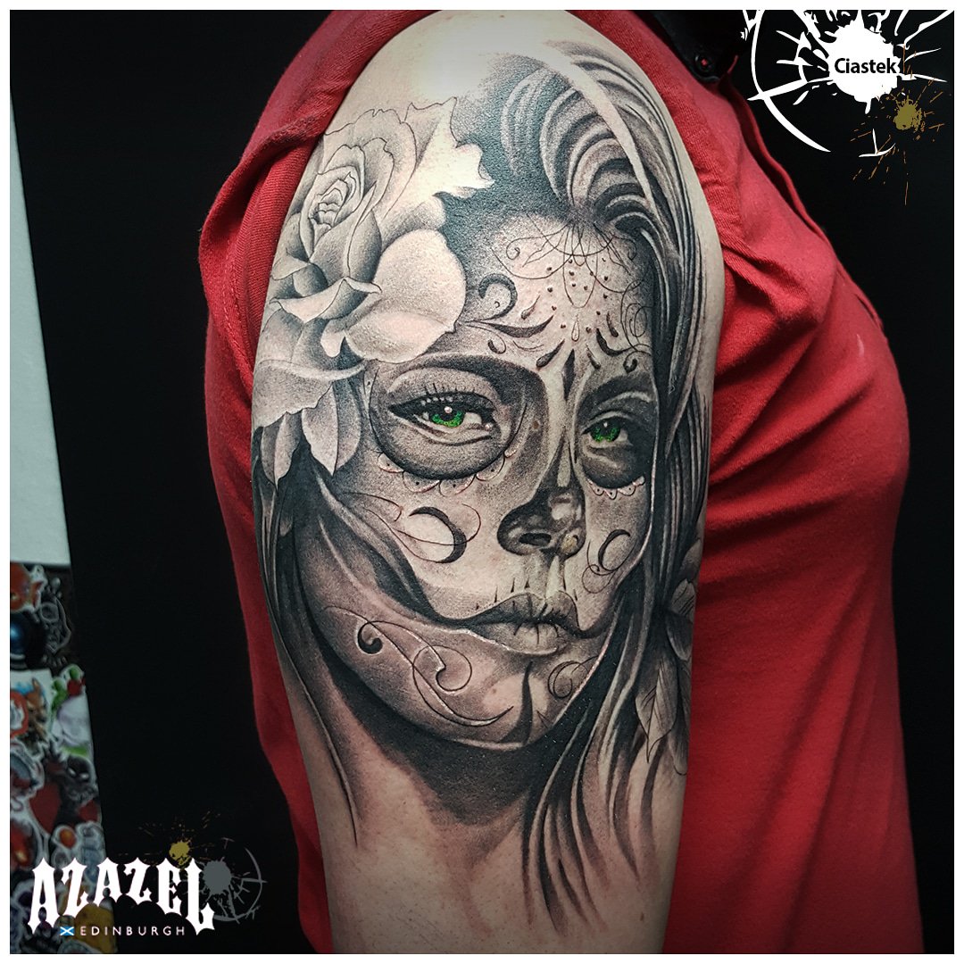 AzazelEdinburgh's tweet photo. Mysterious Muerte done by Ciastek!! #Edinburgh #tats #death https://t.co/3TRTEUEvjq