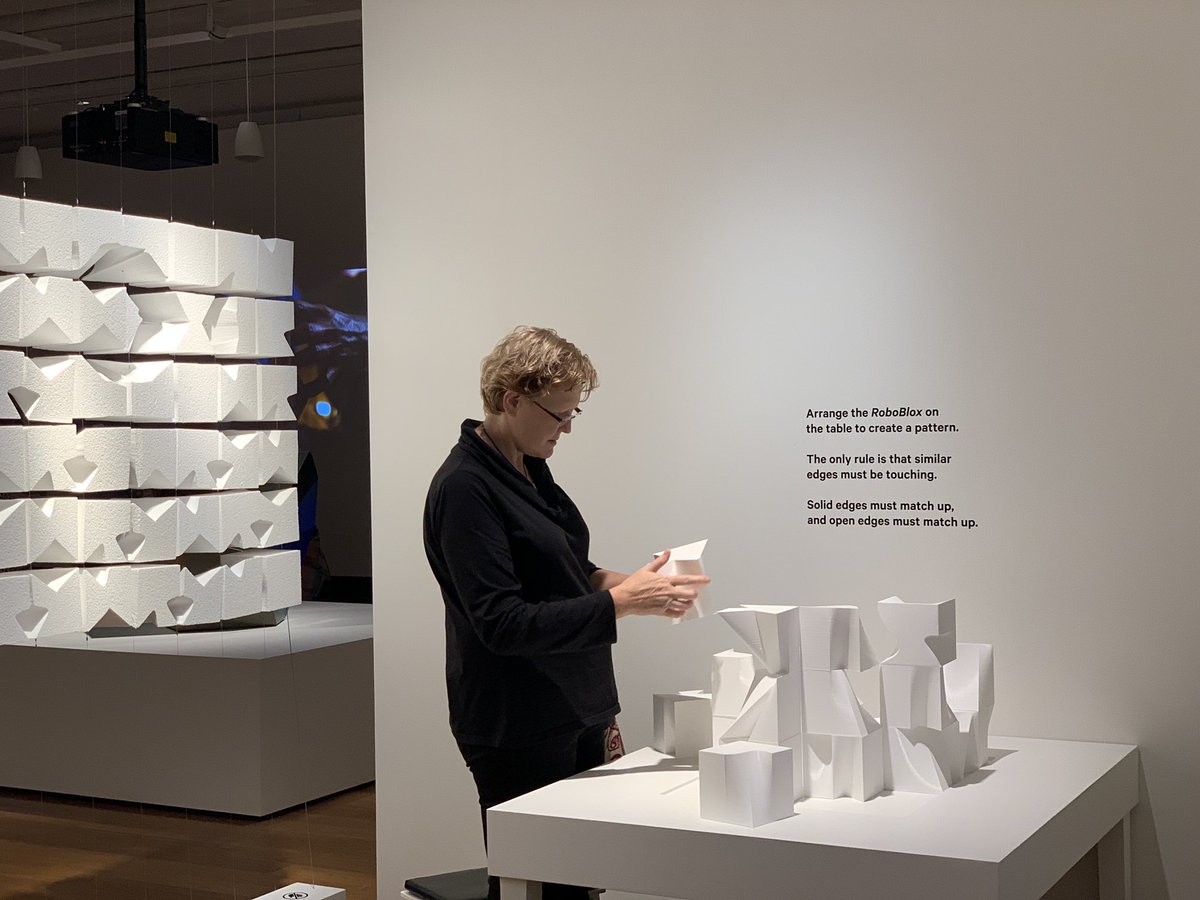 GlendaACaldwell's tweet photo. Great night at the opening of Brisbane Art & Design (BAD) exhibition. The #DesignRobotics & UQ Arch Robotics collaborative work, RoboBlox is looking great! @QUTdesign @DesignRobotics https://t.co/ItLifcBYFa