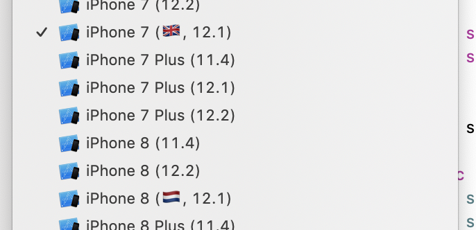 Developing multi-language apps for iOS with #xcode? Set up your iPhone 6/7/8 simulators and then rename them to include flag-emoji. Makes it a lot easier to scan the growing list of simulators!