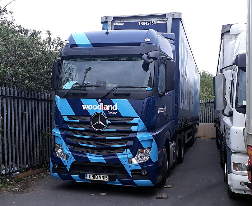 Woodland Group Mercedes Actros MP4 parked up at Maesglas truck stop recently @MercedesTruckUK lorryspotting.com #trucks